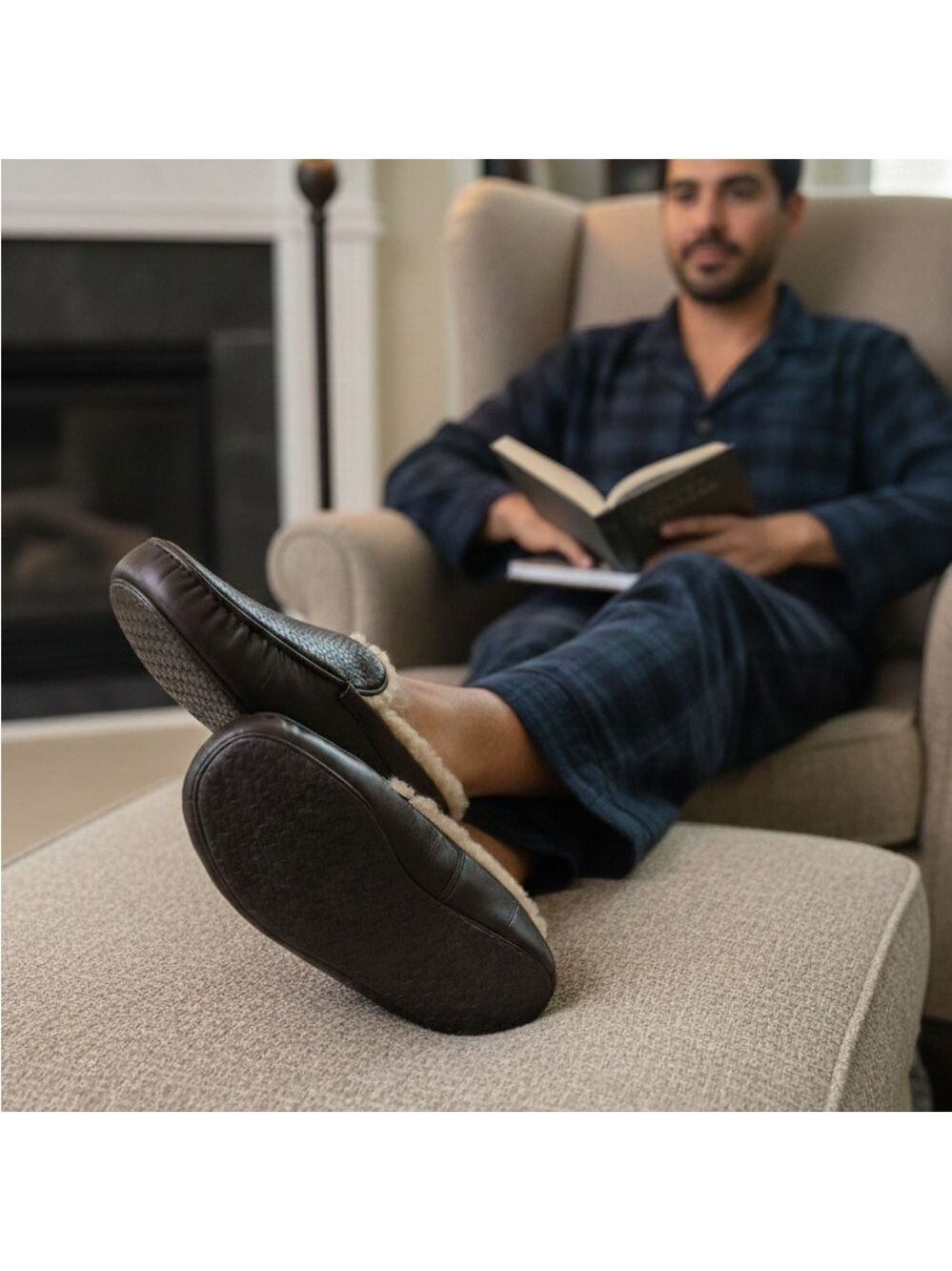 Haggar Brown Memory Foam Slippers